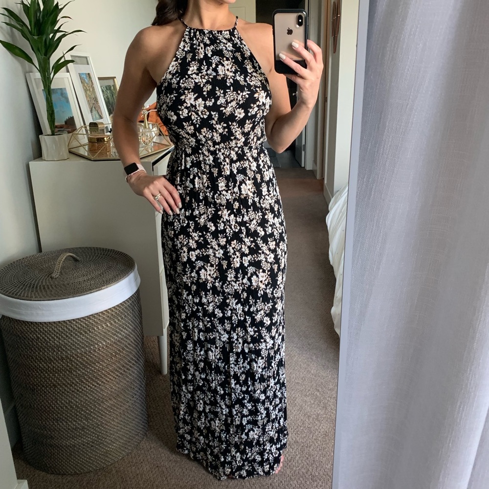 Black floral maxi dress